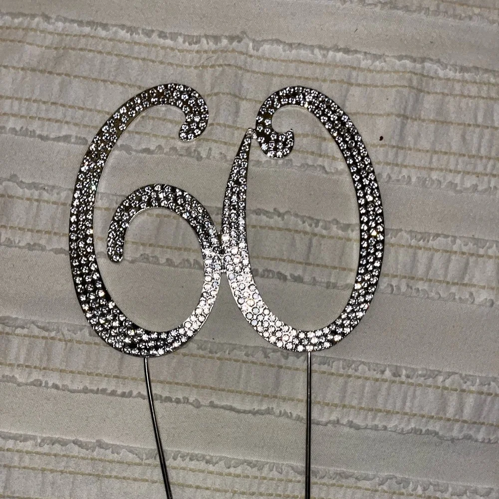 Silver Rhinestone 60 Cake Topper